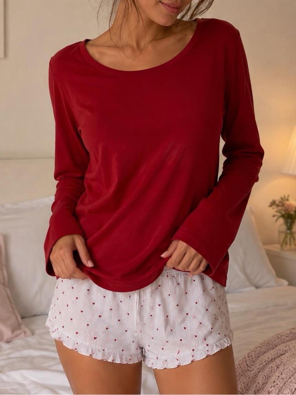 Gilligan & O’Malley Red Long Sleeve Sleepwear Top Size XS